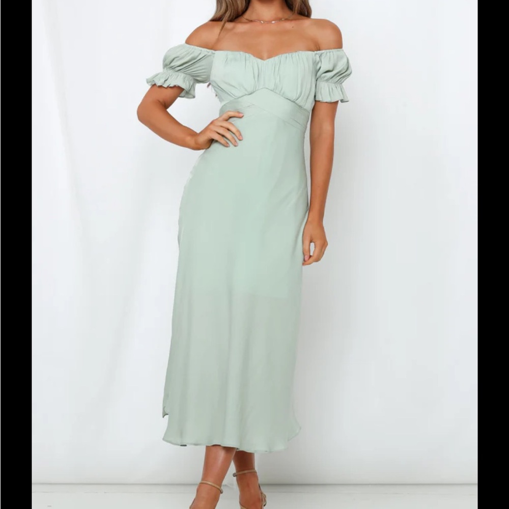 Hello Molly Sage Green Midi Dress
